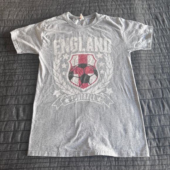 Vintage Fruit of the Loom England National Team Gray Soccer T Shirt Men's Small - Picture 2 of 6